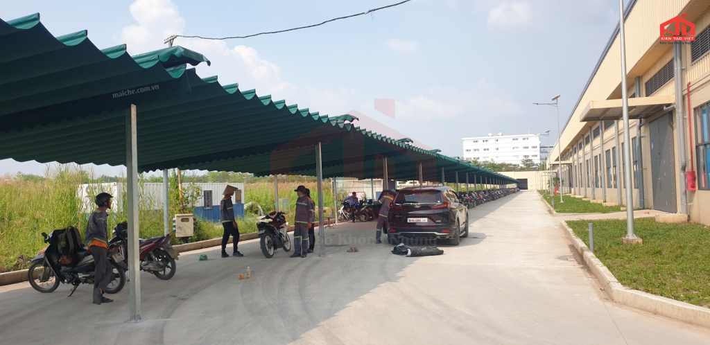 Mái che xếp di động bãi xe công ty Fortunate - Tây Ninh