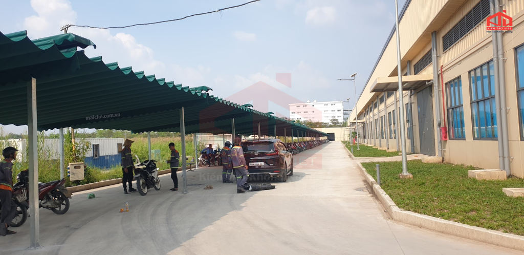 Mái che xếp di động bãi xe công ty Fortunate - Tây Ninh