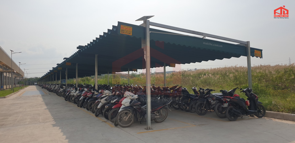 Mái che xếp di động bãi xe công ty Fortunate - Tây Ninh