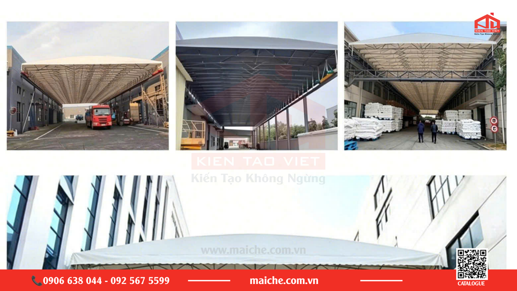 Mái che xếp di động mở rộng khu vực tập kết hàng hóa kho bãi Dĩ An.