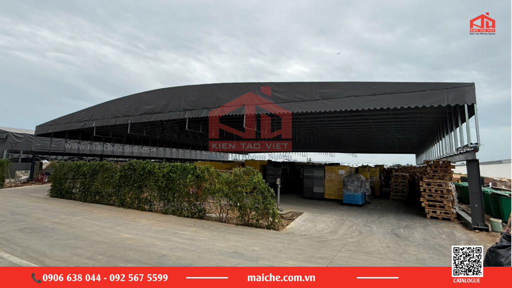 Kết cấu mái vòm di động khung thép kiên cố cho nhà kho. 
