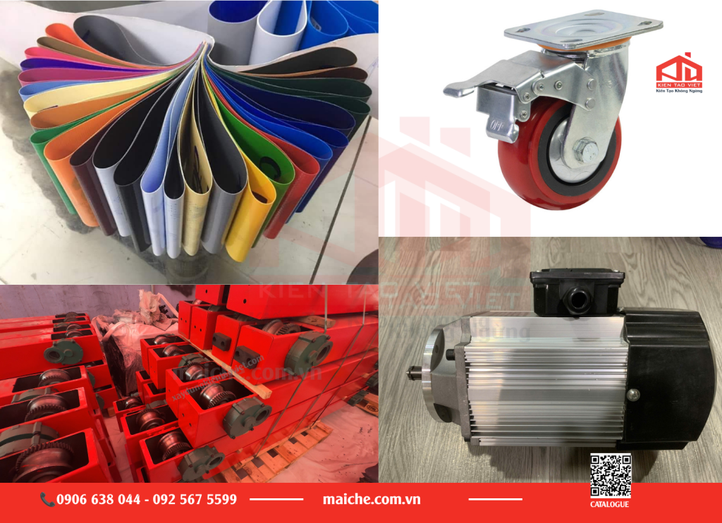 Cụm phụ kiện: Ray dẫn hướng, bánh xe, dầm chuyển động và motor tự động.