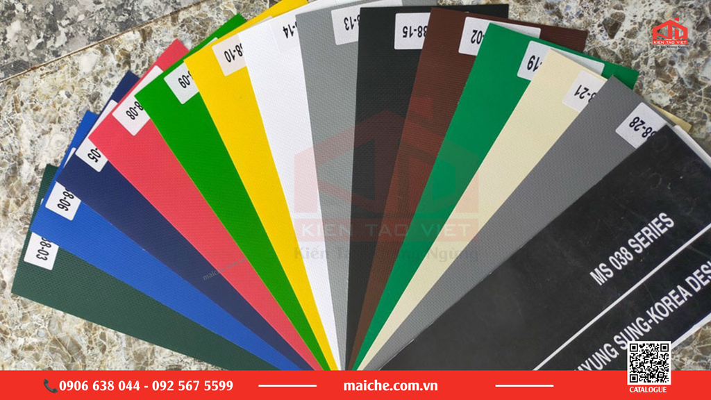Premium Korean Myungsung PVC tarp with UV resistance and thermal reduction.