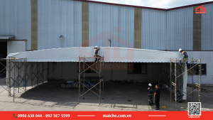 Thi công mái che tại nhà xưởng.