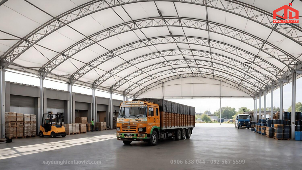 Hệ thống mái che di động cho khu vực tập kết hàng hóa nhà xưởng 